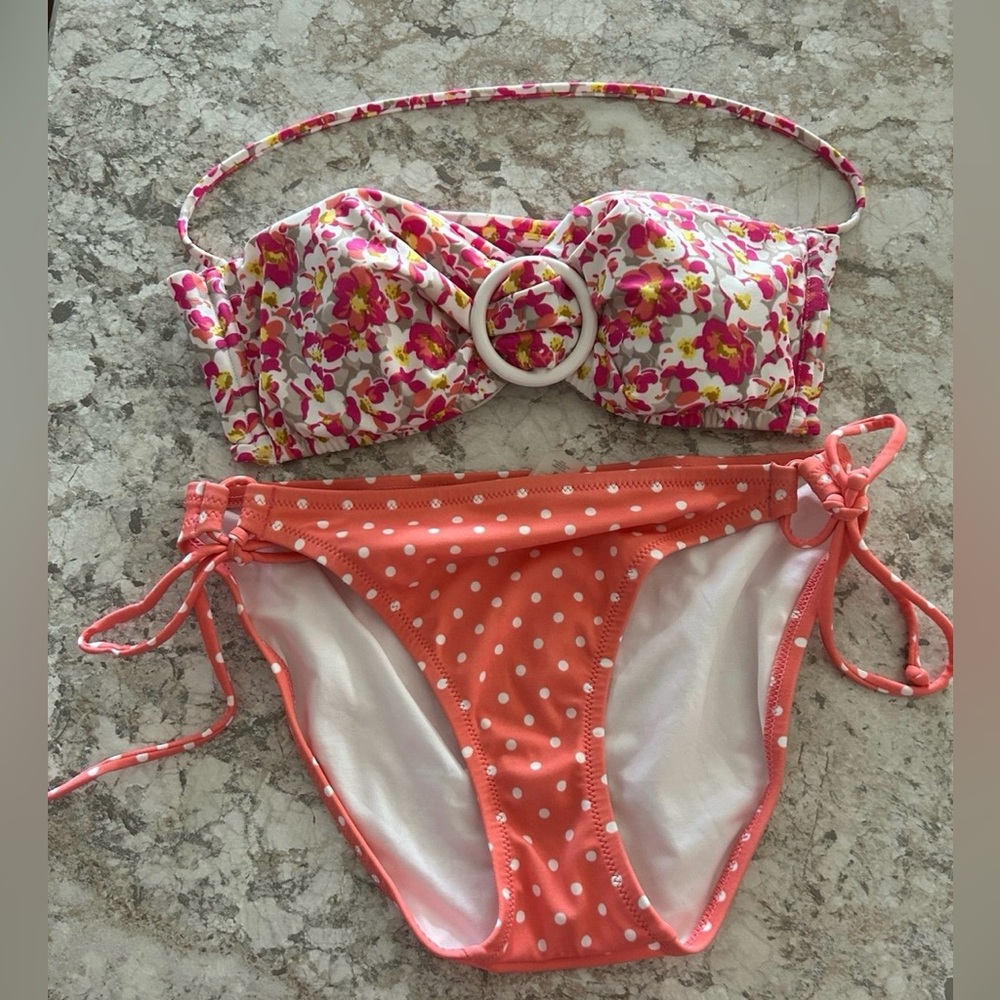 VS bandeau top swimsuit bikini Medium Floral Polka Dot